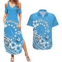 Personalised Penrhyn Gospel Day Couples Matching Summer Maxi Dress and Hawaiian Shirt Cook Islands Tribal Pattern