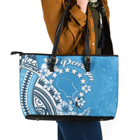 Penrhyn Gospel Day Leather Tote Bag Cook Islands Tribal Pattern