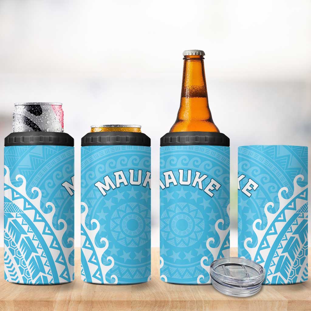 Cook Islands Mauke 4 in 1 Can Cooler Tumbler Polynesian Tribal Tattoo