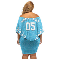 Custom Cook Islands Mauke Family Matching Off Shoulder Short Dress and Hawaiian Shirt Polynesian Tribal Tattoo