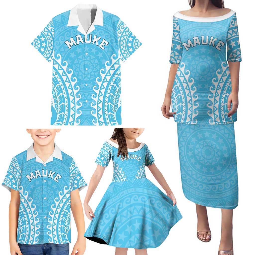 Custom Cook Islands Mauke Family Matching Puletasi and Hawaiian Shirt Polynesian Tribal Tattoo