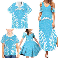 Custom Cook Islands Mauke Family Matching Summer Maxi Dress and Hawaiian Shirt Polynesian Tribal Tattoo