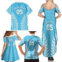 Custom Cook Islands Mauke Family Matching Summer Maxi Dress and Hawaiian Shirt Polynesian Tribal Tattoo