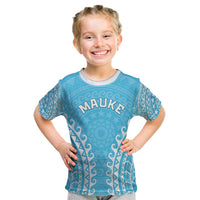 Custom Cook Islands Mauke Kid T Shirt Polynesian Tribal Tattoo