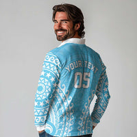 Custom Cook Islands Mauke Long Sleeve Polo Shirt Polynesian Tribal Tattoo