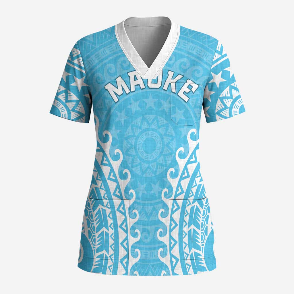 Custom Cook Islands Mauke Scrub Top Polynesian Tribal Tattoo - Polynesian Pride