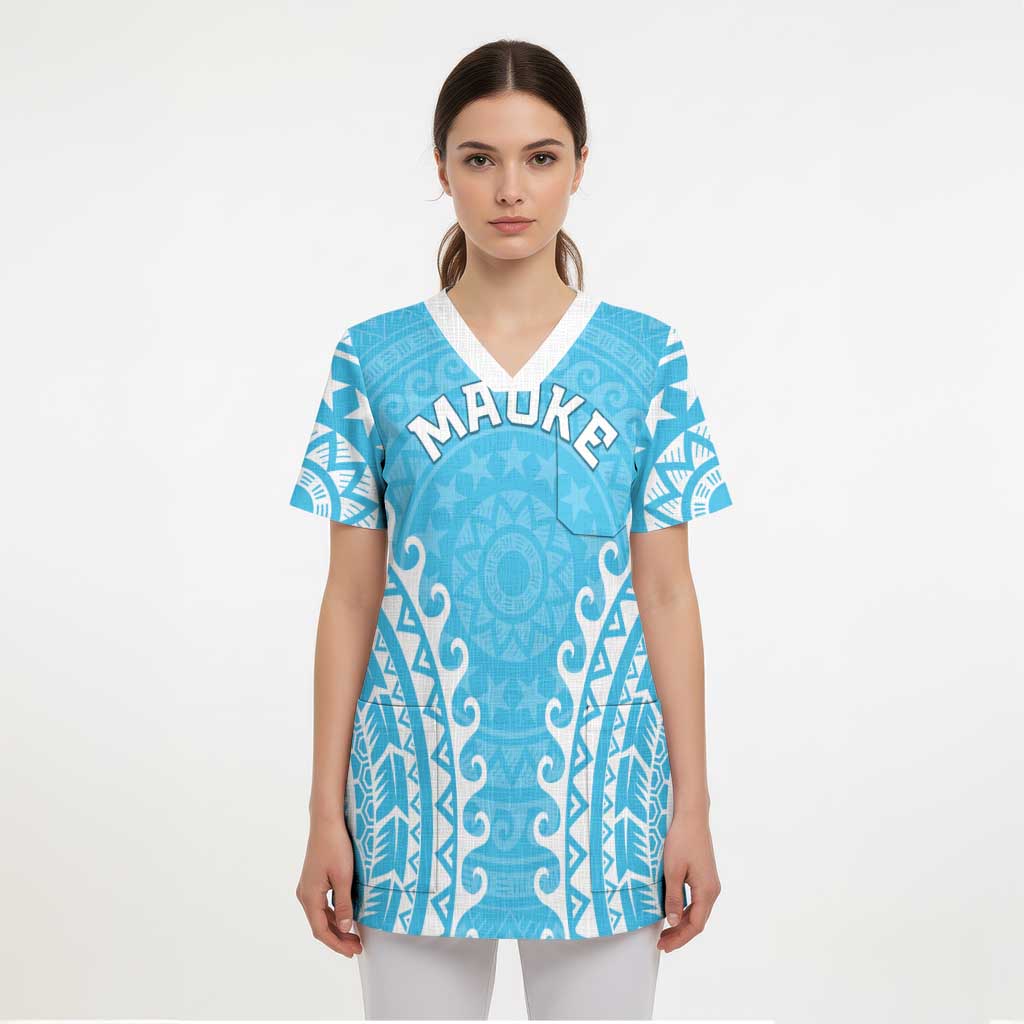 Custom Cook Islands Mauke Scrub Top Polynesian Tribal Tattoo - Polynesian Pride