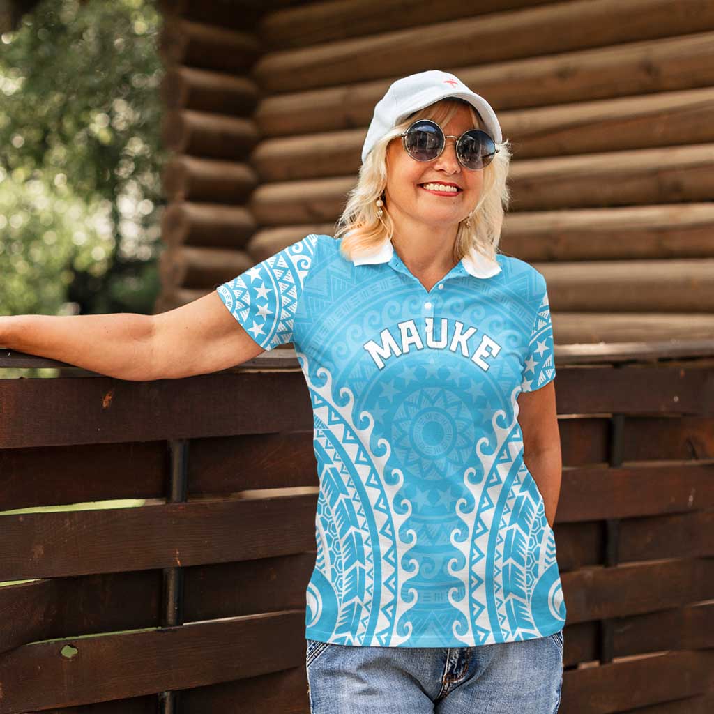 Custom Cook Islands Mauke Women Polo Shirt Polynesian Tribal Tattoo