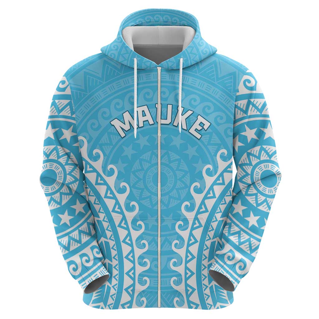 Custom Cook Islands Mauke Zip Hoodie Polynesian Tribal Tattoo