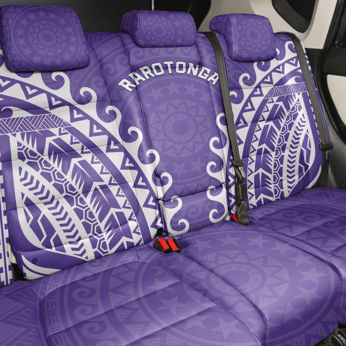 Custom Cook Islands Rarotonga Back Car Seat Cover Polynesian Tribal Tattoo