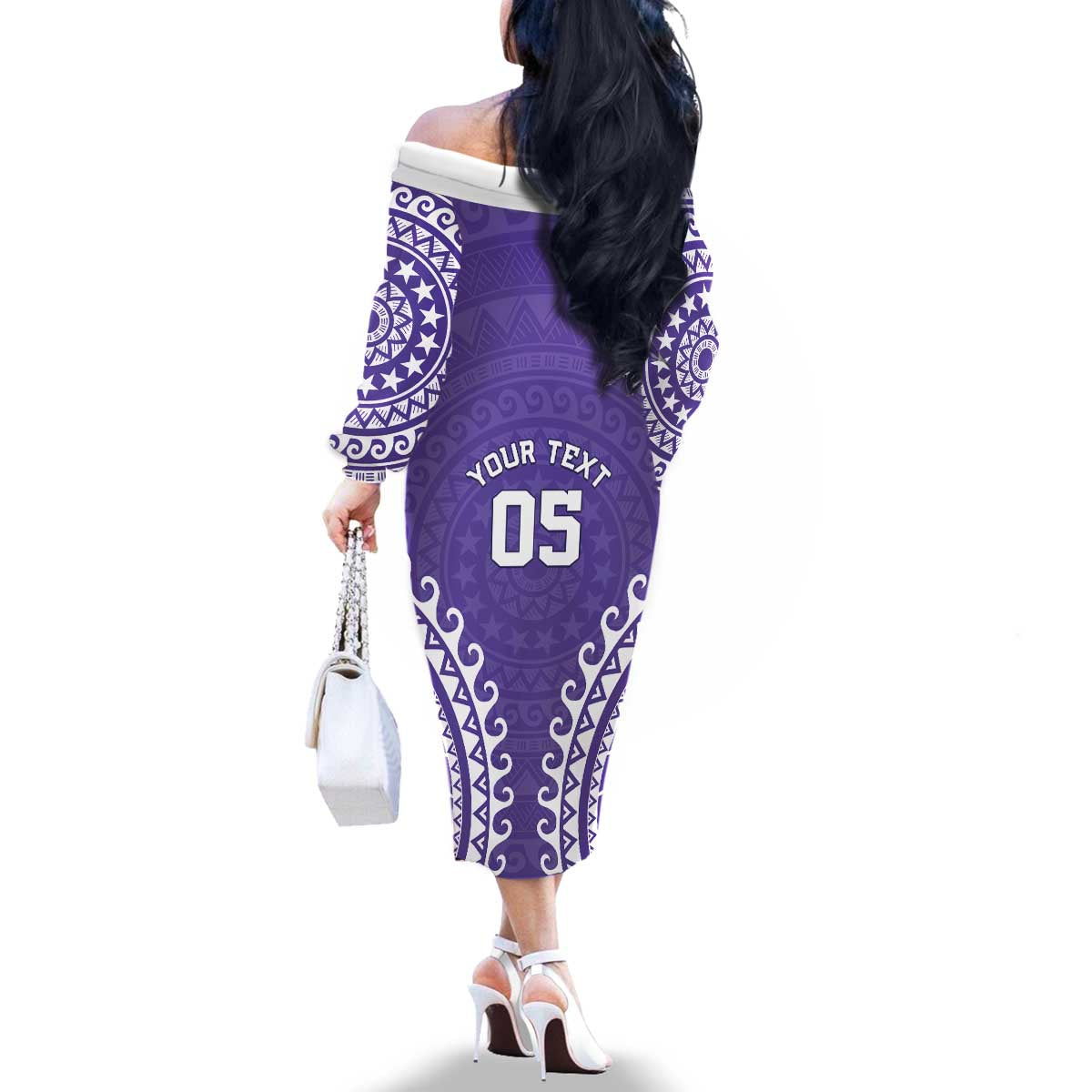 Custom Cook Islands Rarotonga Family Matching Off The Shoulder Long Sleeve Dress and Hawaiian Shirt Polynesian Tribal Tattoo