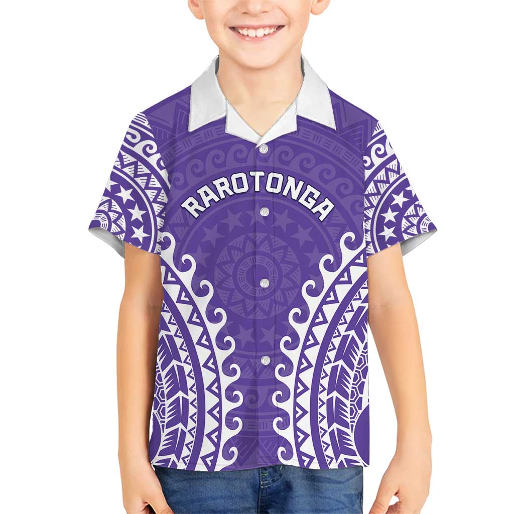 Custom Cook Islands Rarotonga Family Matching Off Shoulder Short Dress and Hawaiian Shirt Polynesian Tribal Tattoo