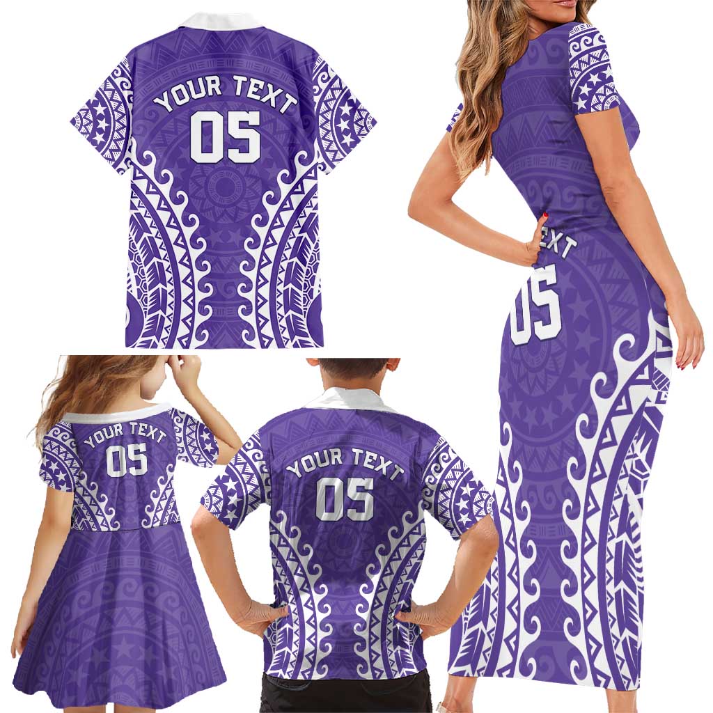 Custom Cook Islands Rarotonga Family Matching Short Sleeve Bodycon Dress and Hawaiian Shirt Polynesian Tribal Tattoo