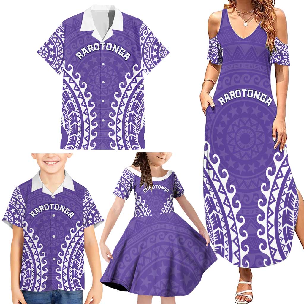 Custom Cook Islands Rarotonga Family Matching Summer Maxi Dress and Hawaiian Shirt Polynesian Tribal Tattoo