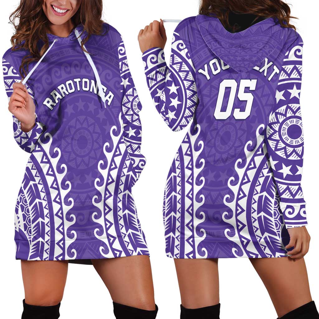 Custom Cook Islands Rarotonga Hoodie Dress Polynesian Tribal Tattoo