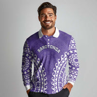 Custom Cook Islands Rarotonga Long Sleeve Polo Shirt Polynesian Tribal Tattoo