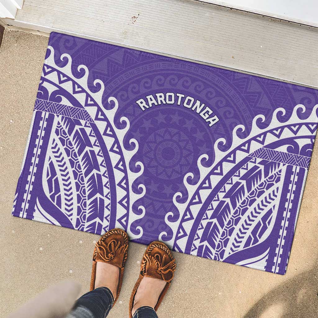 Custom Cook Islands Rarotonga Rubber Doormat Polynesian Tribal Tattoo