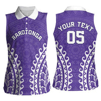 Custom Cook Islands Rarotonga Women Sleeveless Polo Shirt Polynesian Tribal Tattoo