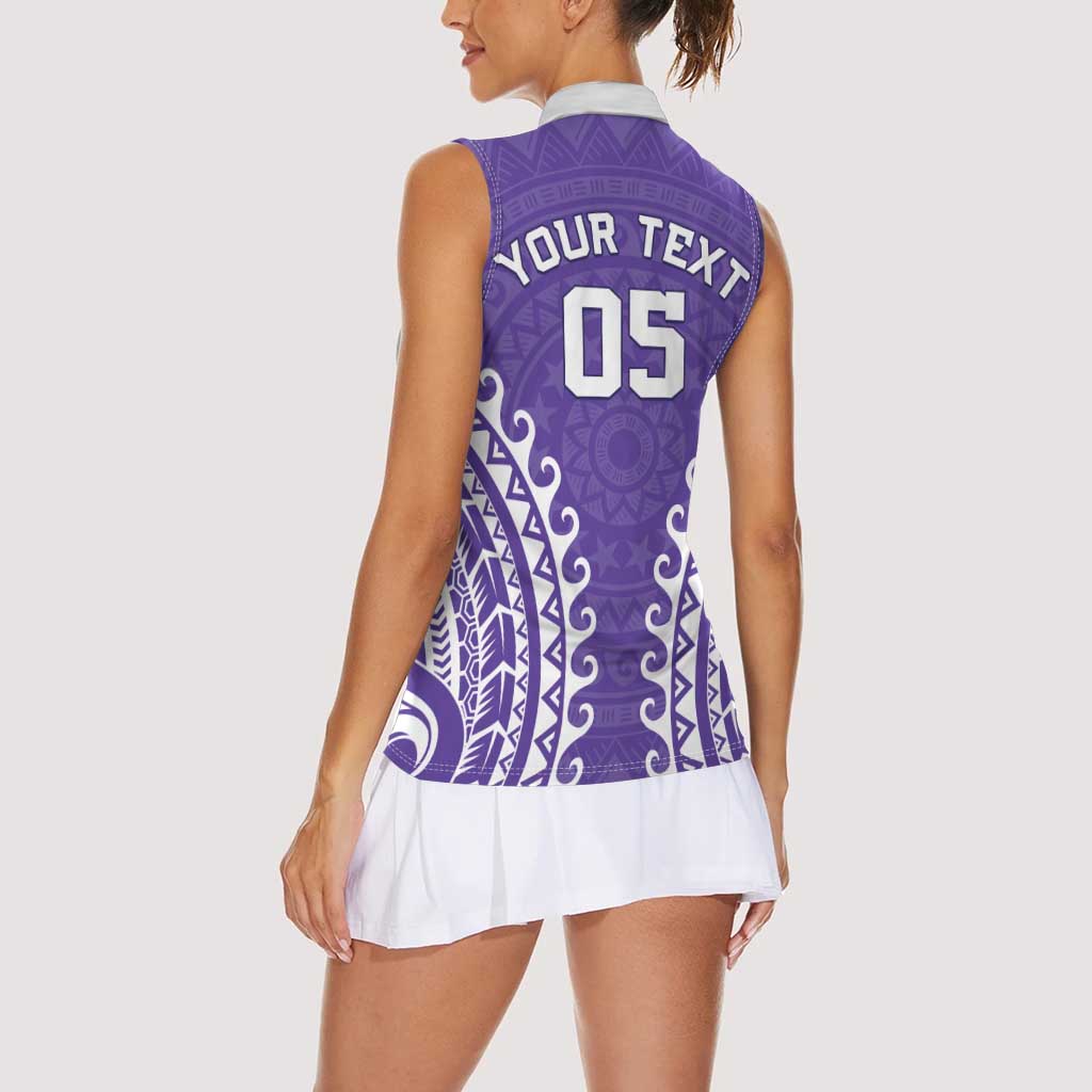 Custom Cook Islands Rarotonga Women Sleeveless Polo Shirt Polynesian Tribal Tattoo