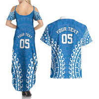Custom Cook Islands Pukapuka Couples Matching Summer Maxi Dress and Hawaiian Shirt Polynesian Tribal Tattoo