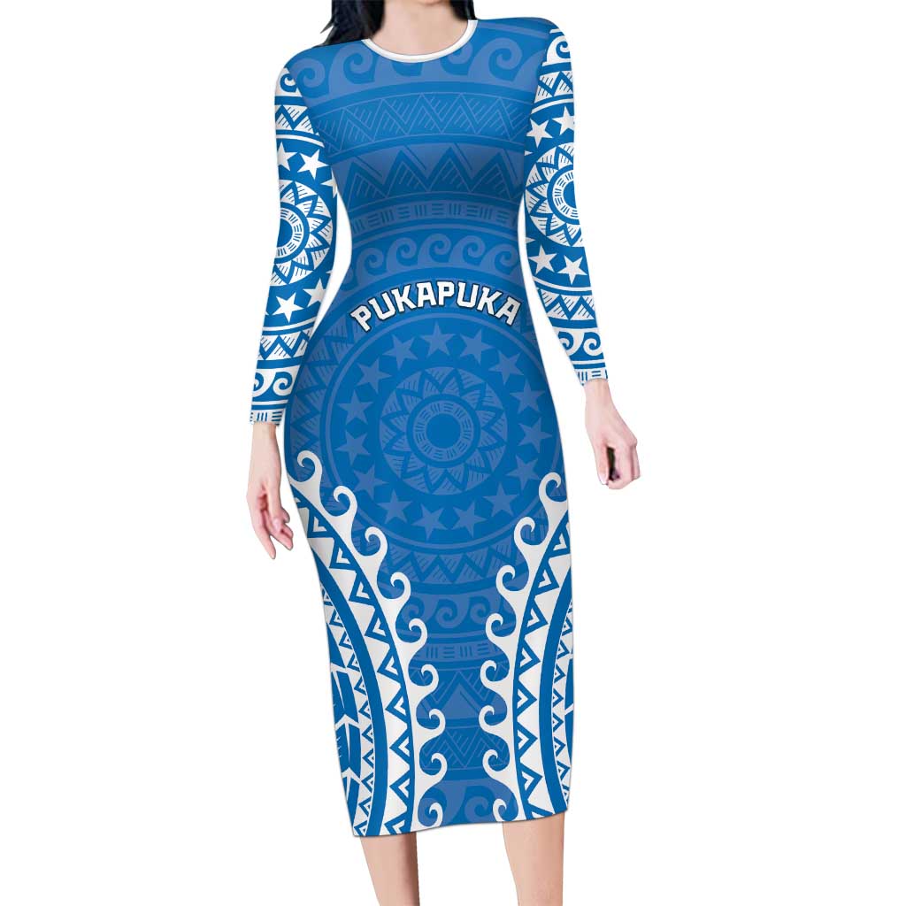 Custom Cook Islands Pukapuka Family Matching Long Sleeve Bodycon Dress and Hawaiian Shirt Polynesian Tribal Tattoo
