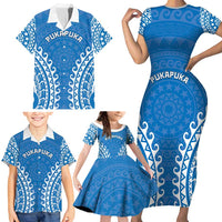 Custom Cook Islands Pukapuka Family Matching Short Sleeve Bodycon Dress and Hawaiian Shirt Polynesian Tribal Tattoo