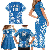 Custom Cook Islands Pukapuka Family Matching Short Sleeve Bodycon Dress and Hawaiian Shirt Polynesian Tribal Tattoo