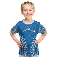 Custom Cook Islands Pukapuka Kid T Shirt Polynesian Tribal Tattoo LT05 Blue - Polynesian Pride