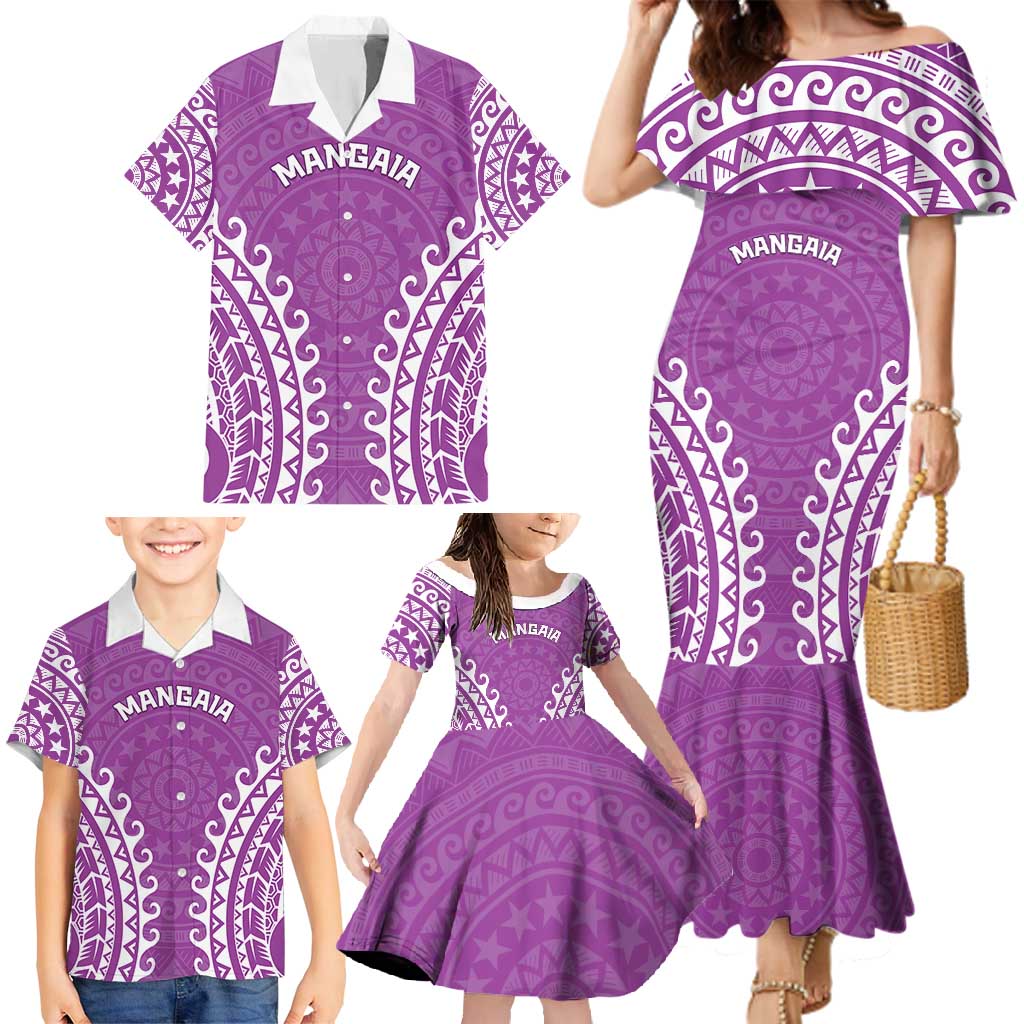 Custom Cook Islands Mangaia Family Matching Mermaid Dress and Hawaiian Shirt Polynesian Tribal Tattoo