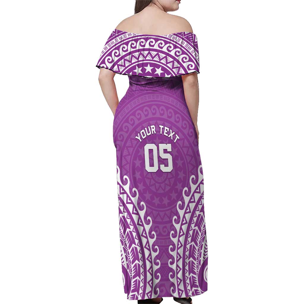 Custom Cook Islands Mangaia Family Matching Off Shoulder Maxi Dress and Hawaiian Shirt Polynesian Tribal Tattoo