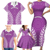 Custom Cook Islands Mangaia Family Matching Short Sleeve Bodycon Dress and Hawaiian Shirt Polynesian Tribal Tattoo