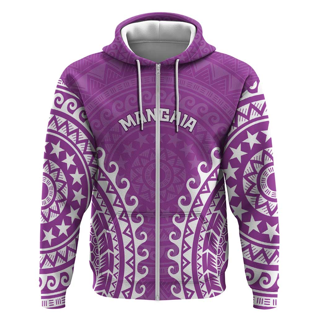 Custom Cook Islands Mangaia Hoodie Polynesian Tribal Tattoo LT05 Zip Hoodie Pink - Polynesian Pride