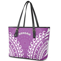 Custom Cook Islands Mangaia Leather Tote Bag Polynesian Tribal Tattoo