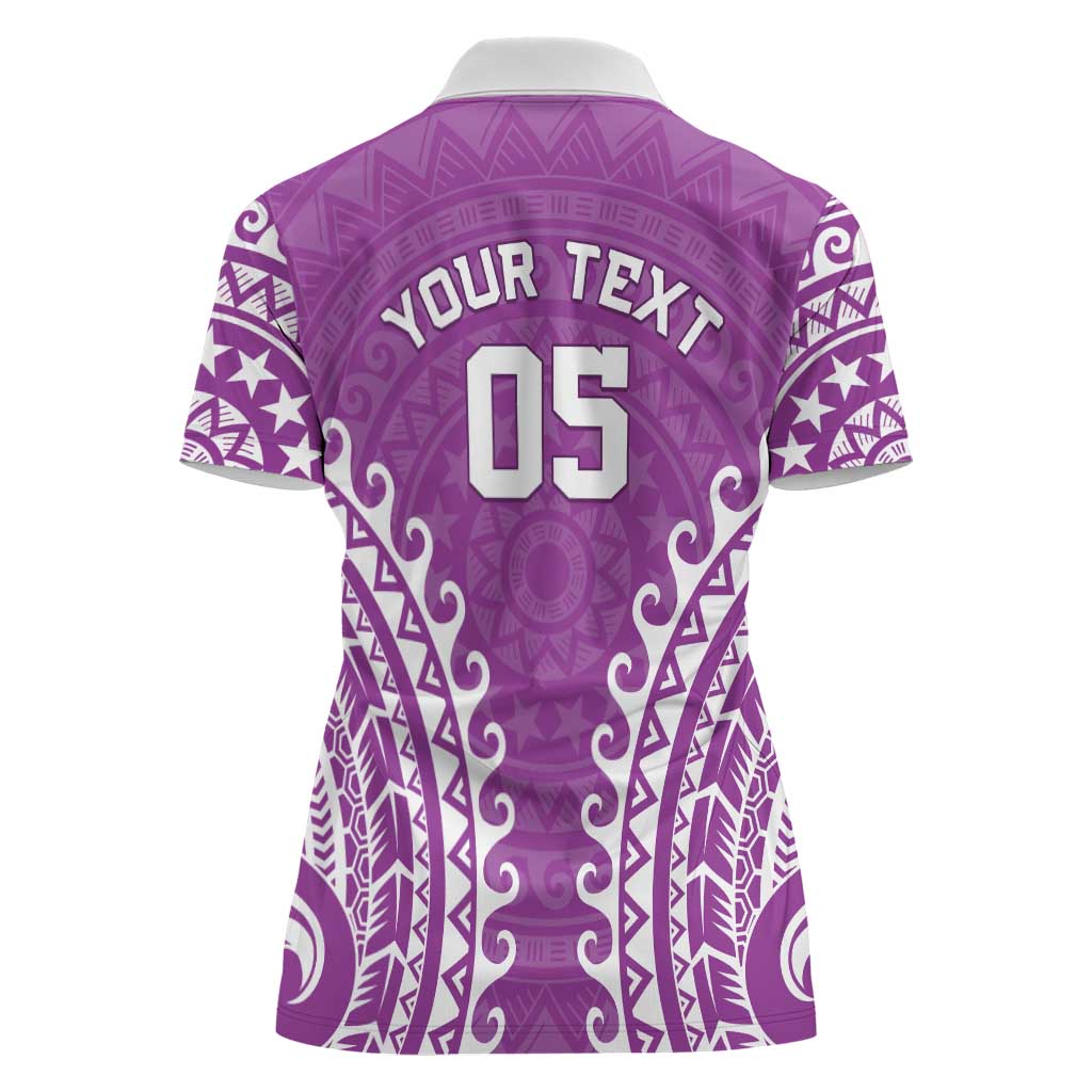 Custom Cook Islands Mangaia Women Polo Shirt Polynesian Tribal Tattoo