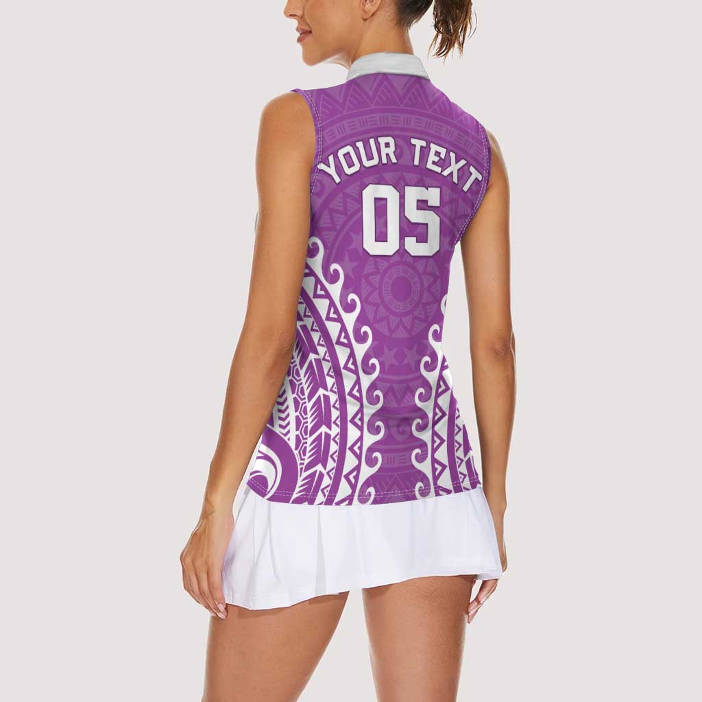 Custom Cook Islands Mangaia Women Sleeveless Polo Shirt Polynesian Tribal Tattoo