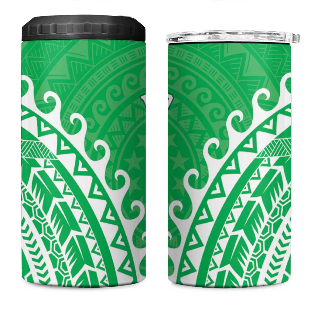 Cook Islands Mitiaro 4 in 1 Can Cooler Tumbler Polynesian Tribal Tattoo