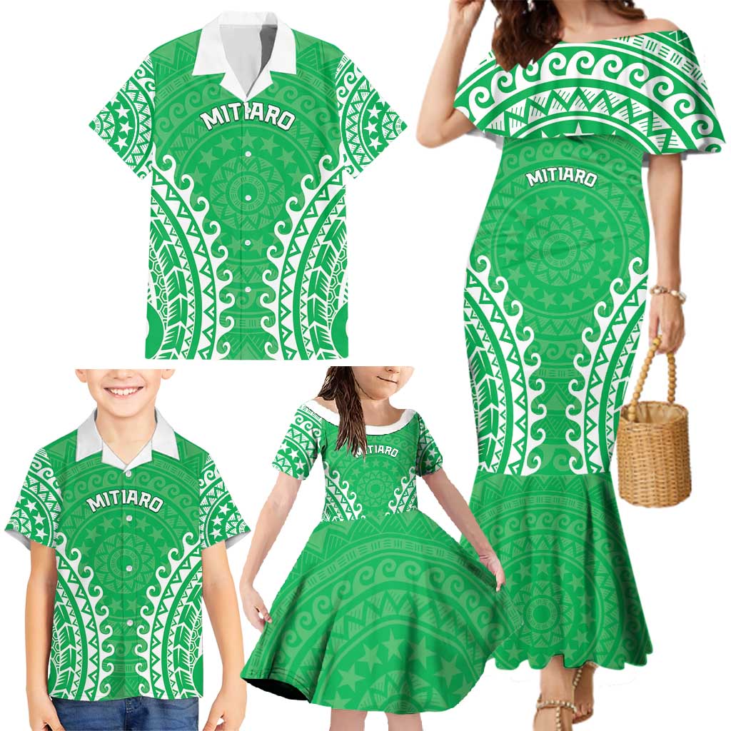 Custom Cook Islands Mitiaro Family Matching Mermaid Dress and Hawaiian Shirt Polynesian Tribal Tattoo