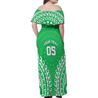 Custom Cook Islands Mitiaro Family Matching Off Shoulder Maxi Dress and Hawaiian Shirt Polynesian Tribal Tattoo