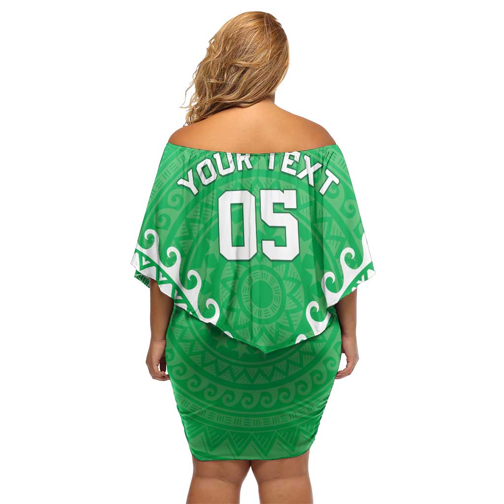 Custom Cook Islands Mitiaro Family Matching Off Shoulder Short Dress and Hawaiian Shirt Polynesian Tribal Tattoo