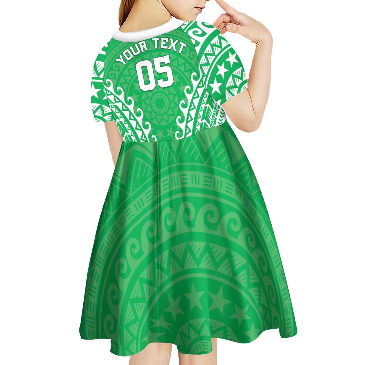Custom Cook Islands Mitiaro Kid Short Sleeve Dress Polynesian Tribal Tattoo