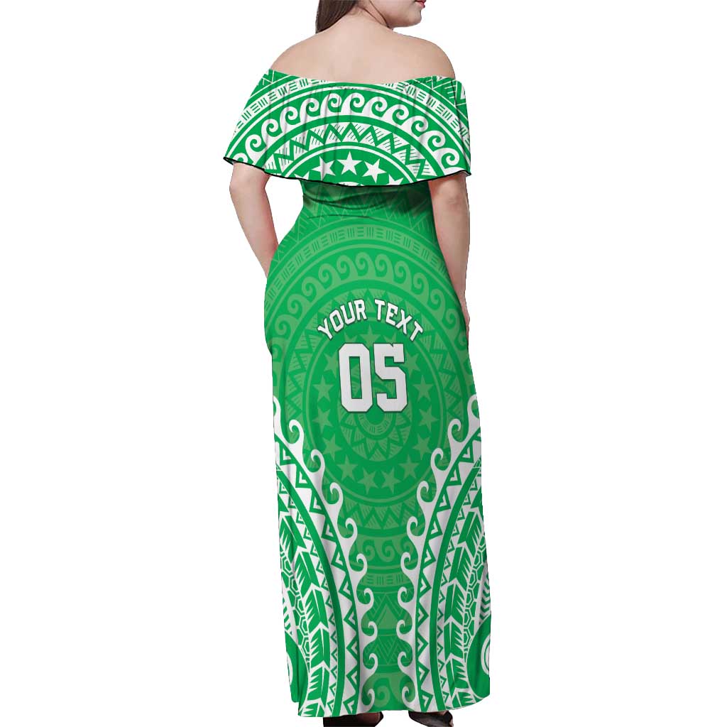 Custom Cook Islands Mitiaro Off Shoulder Maxi Dress Polynesian Tribal Tattoo LT05 - Polynesian Pride