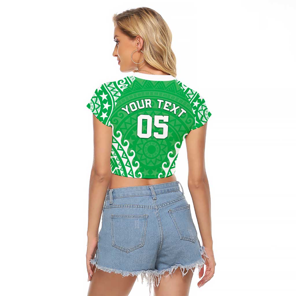 Custom Cook Islands Mitiaro Raglan Cropped T Shirt Polynesian Tribal Tattoo LT05 - Polynesian Pride