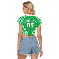 Custom Cook Islands Mitiaro Raglan Cropped T Shirt Polynesian Tribal Tattoo LT05 - Polynesian Pride
