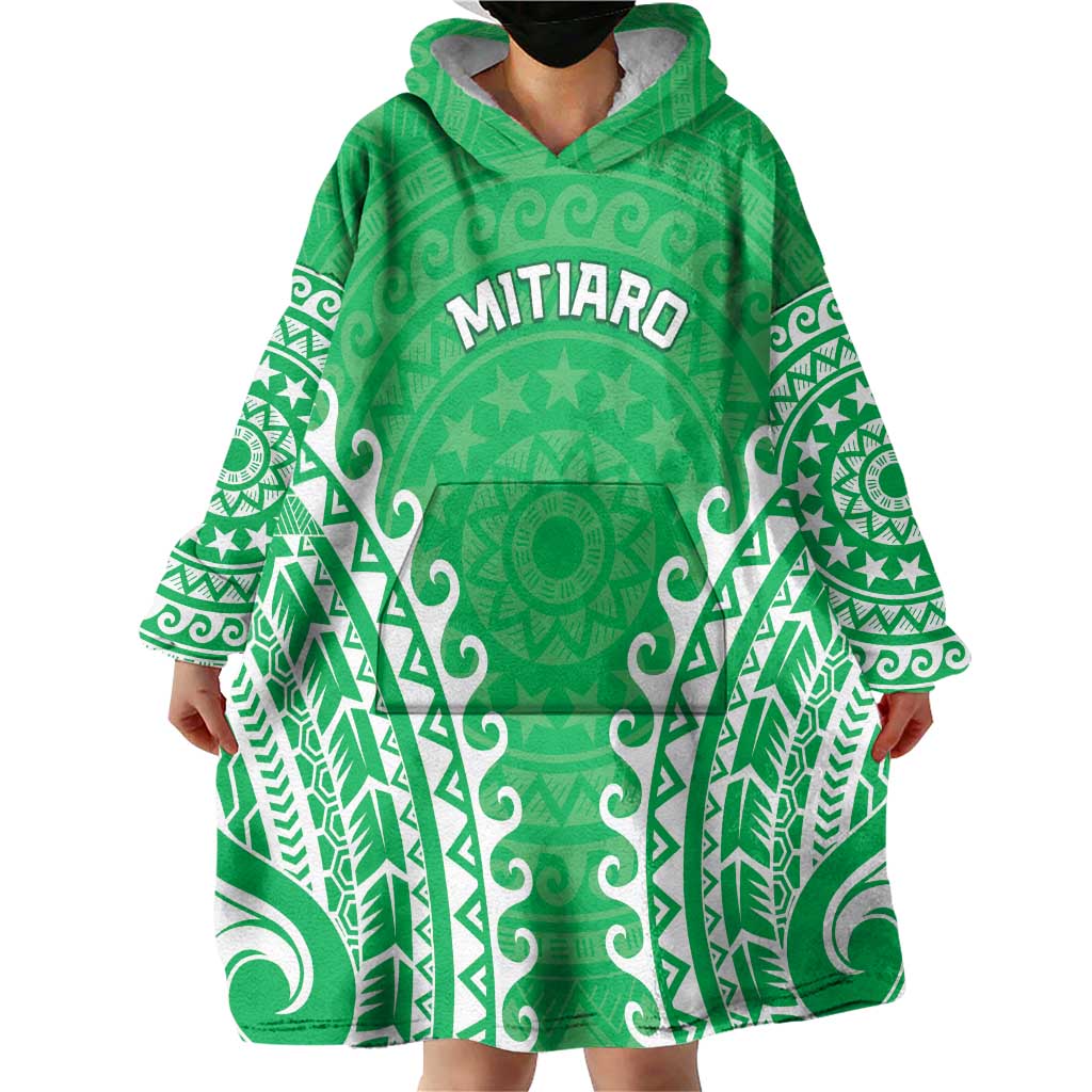 Custom Cook Islands Mitiaro Wearable Blanket Hoodie Polynesian Tribal Tattoo