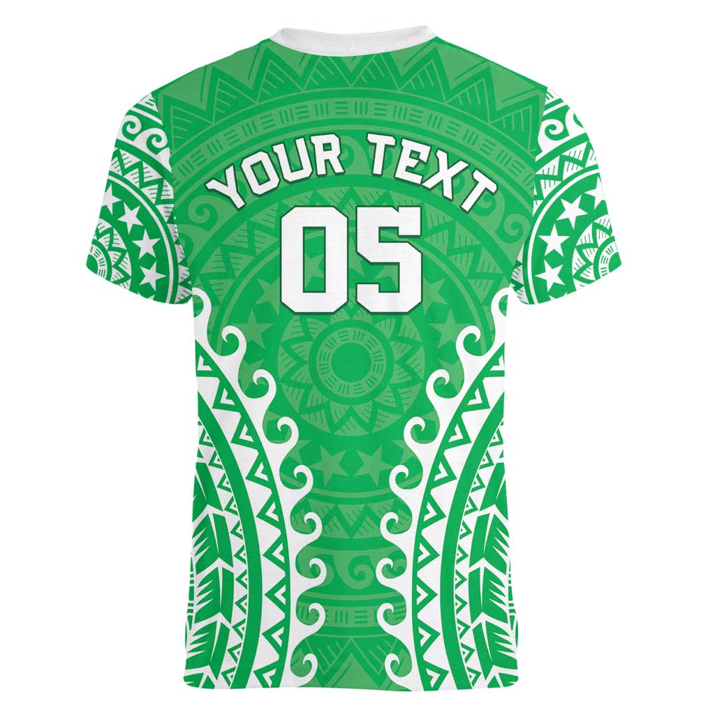 Custom Cook Islands Mitiaro Women V-Neck T-Shirt Polynesian Tribal Tattoo