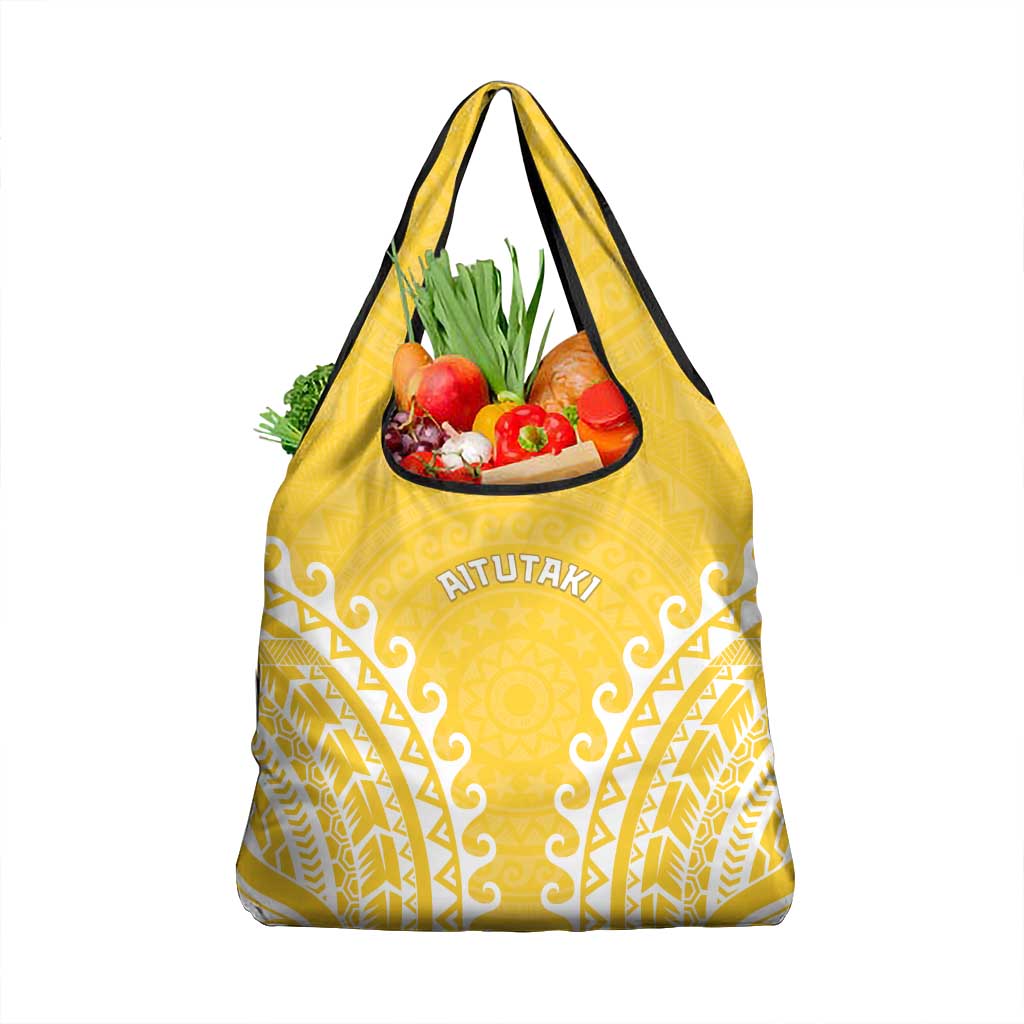 Custom Cook Islands Aitutaki Grocery Bag Polynesian Tribal Tattoo