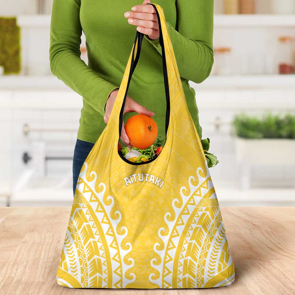 Custom Cook Islands Aitutaki Grocery Bag Polynesian Tribal Tattoo