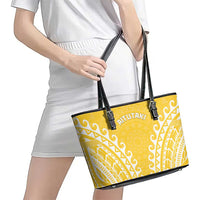 Custom Cook Islands Aitutaki Leather Tote Bag Polynesian Tribal Tattoo