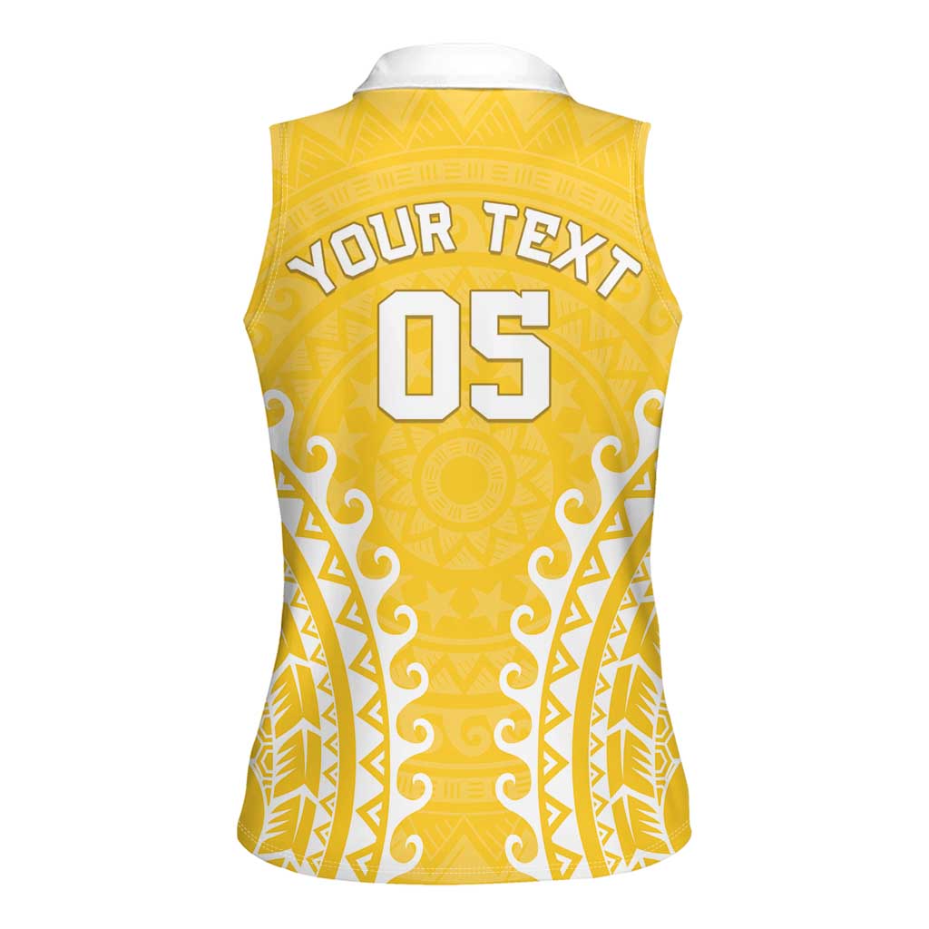 Custom Cook Islands Aitutaki Women Sleeveless Polo Shirt Polynesian Tribal Tattoo