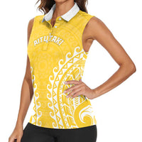 Custom Cook Islands Aitutaki Women Sleeveless Polo Shirt Polynesian Tribal Tattoo